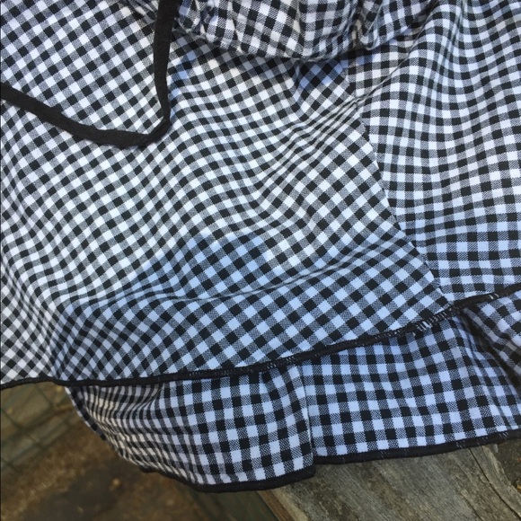 Fresh + Wear layered black and white peasant drop waist gingham midi skirt - Picture 6 of 7